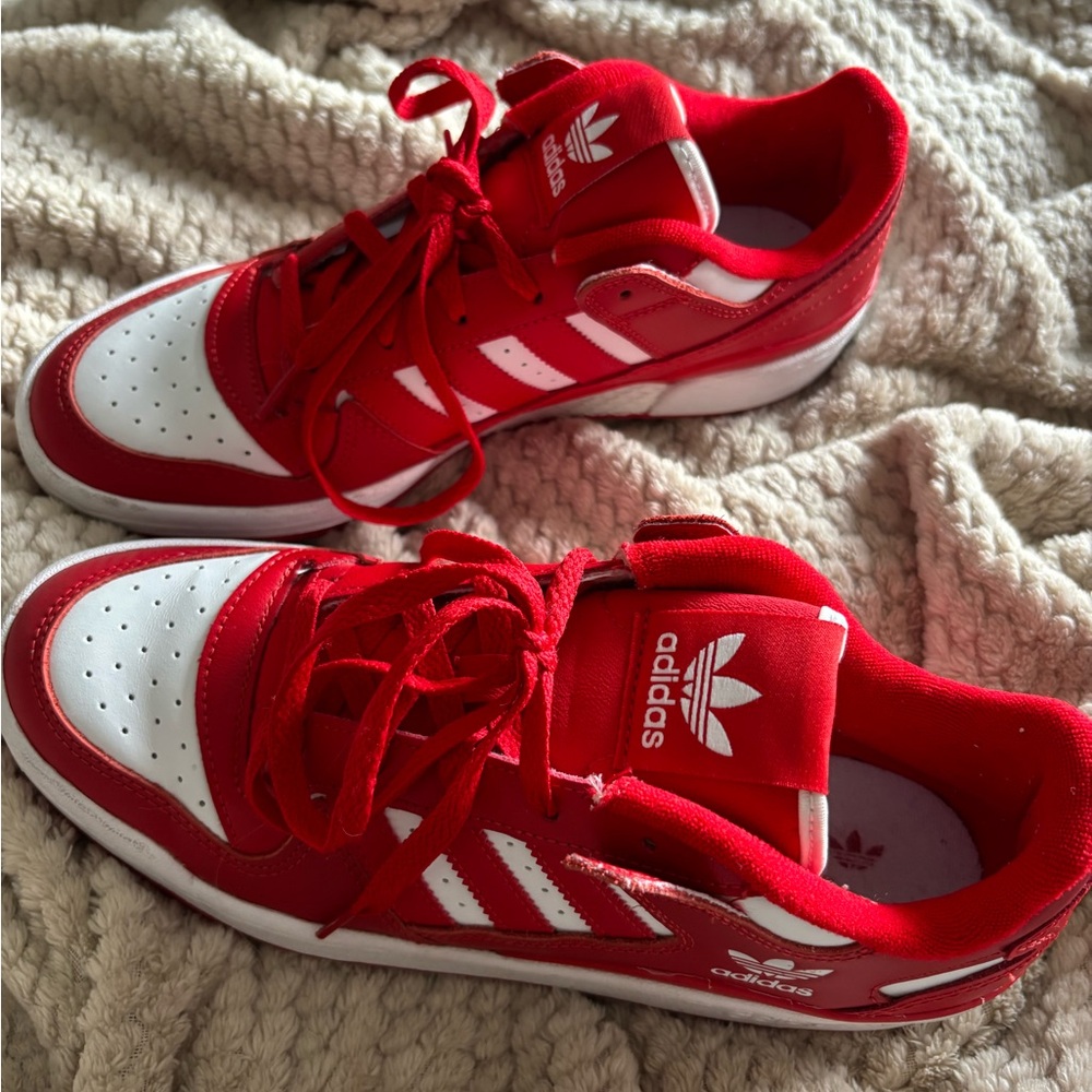 Adidas Red and White Sneakers
